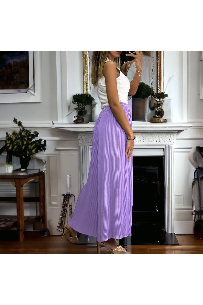 Pantalon palazzo plissé lilas ultra évasé d'iltalie allant jusqu'au 54 - 1