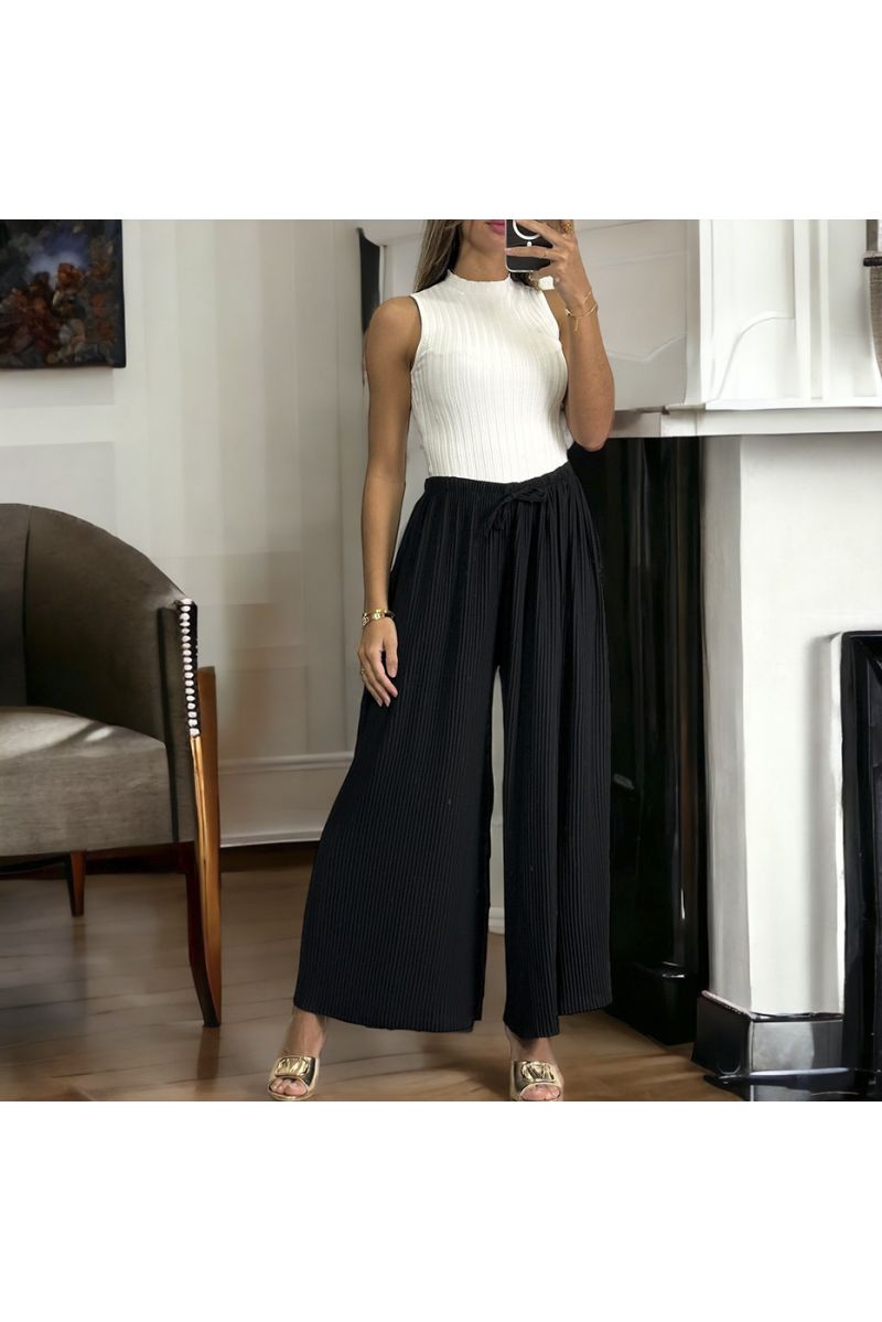 Pantalon palazzo plissé noir ultra évasé d'iltalie allant jusqu'au 54 - 3