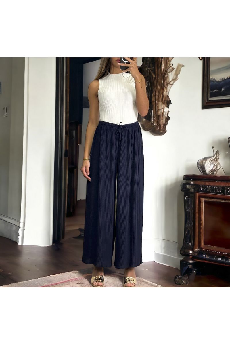 Pantalon palazzo plissé marine ultra évasé d'iltalie allant jusqu'au 54 - 4