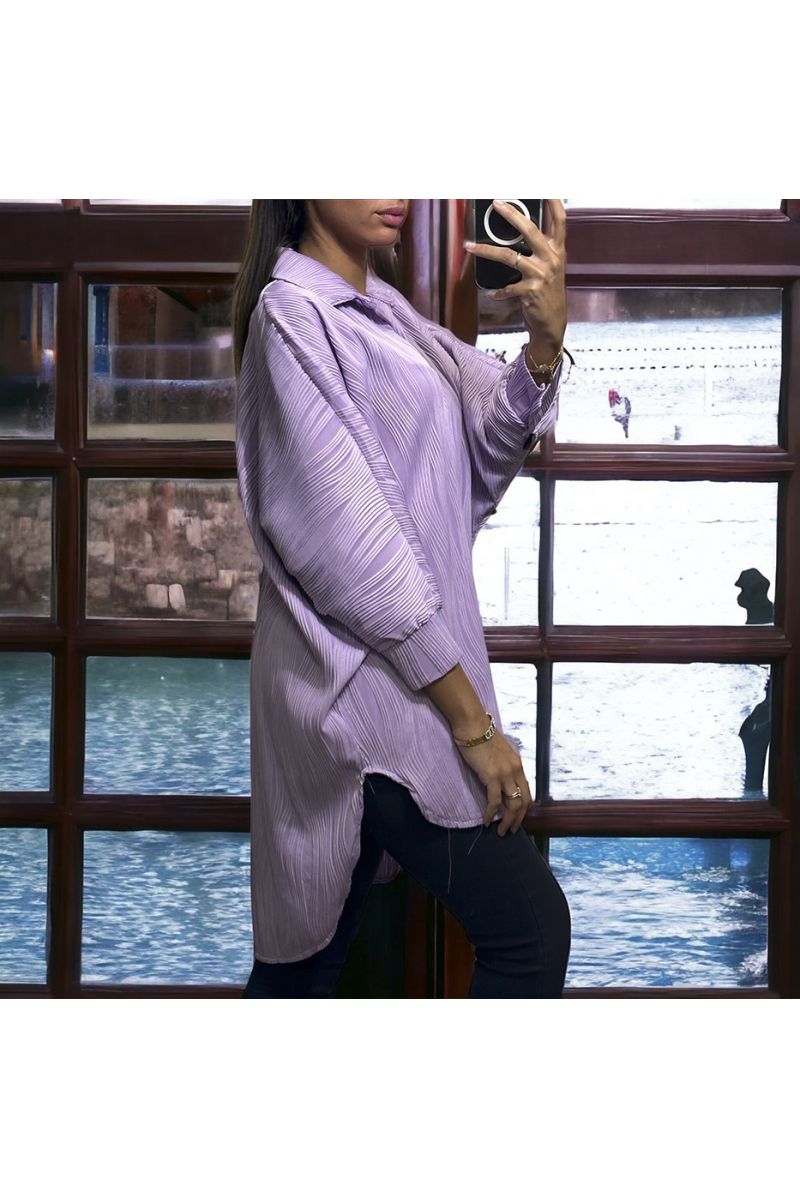 Lilac oversize shirt with sublime material - 1