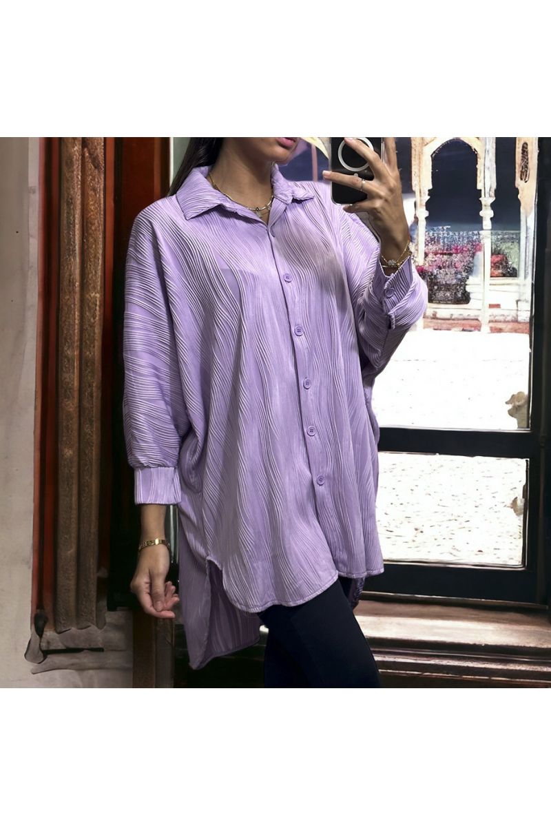 Lilac oversize shirt with sublime material - 2