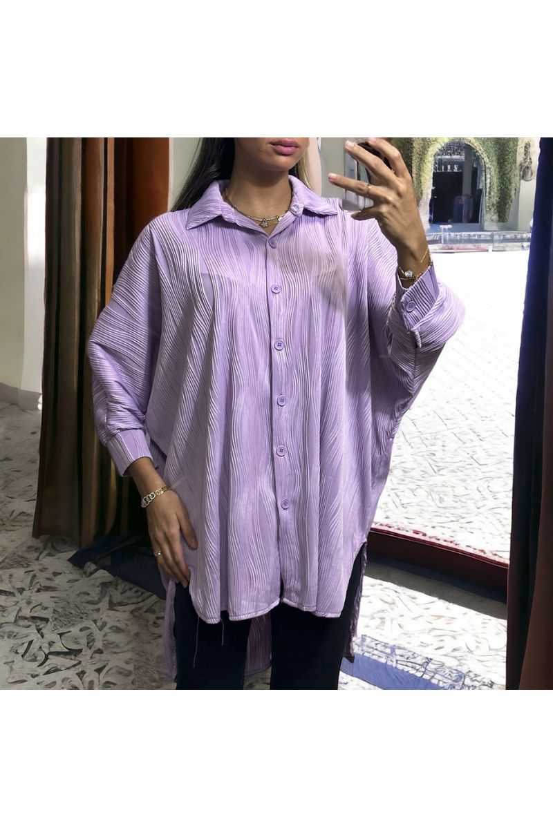 Lilac oversize shirt with sublime material - 3