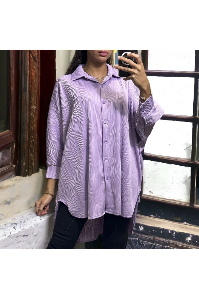 Chemise over size lilas avec sublime matière - 4