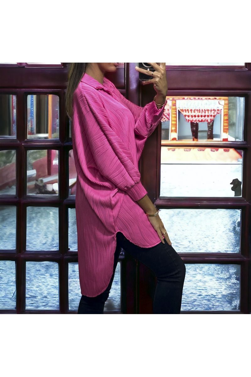 Oversized fuchsia overhemd met sublieme stof - 1
