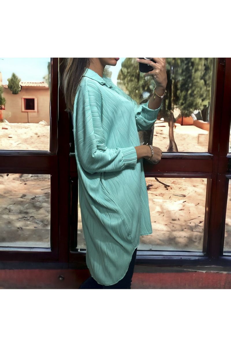 Oversized water green shirt with sublime material - 1