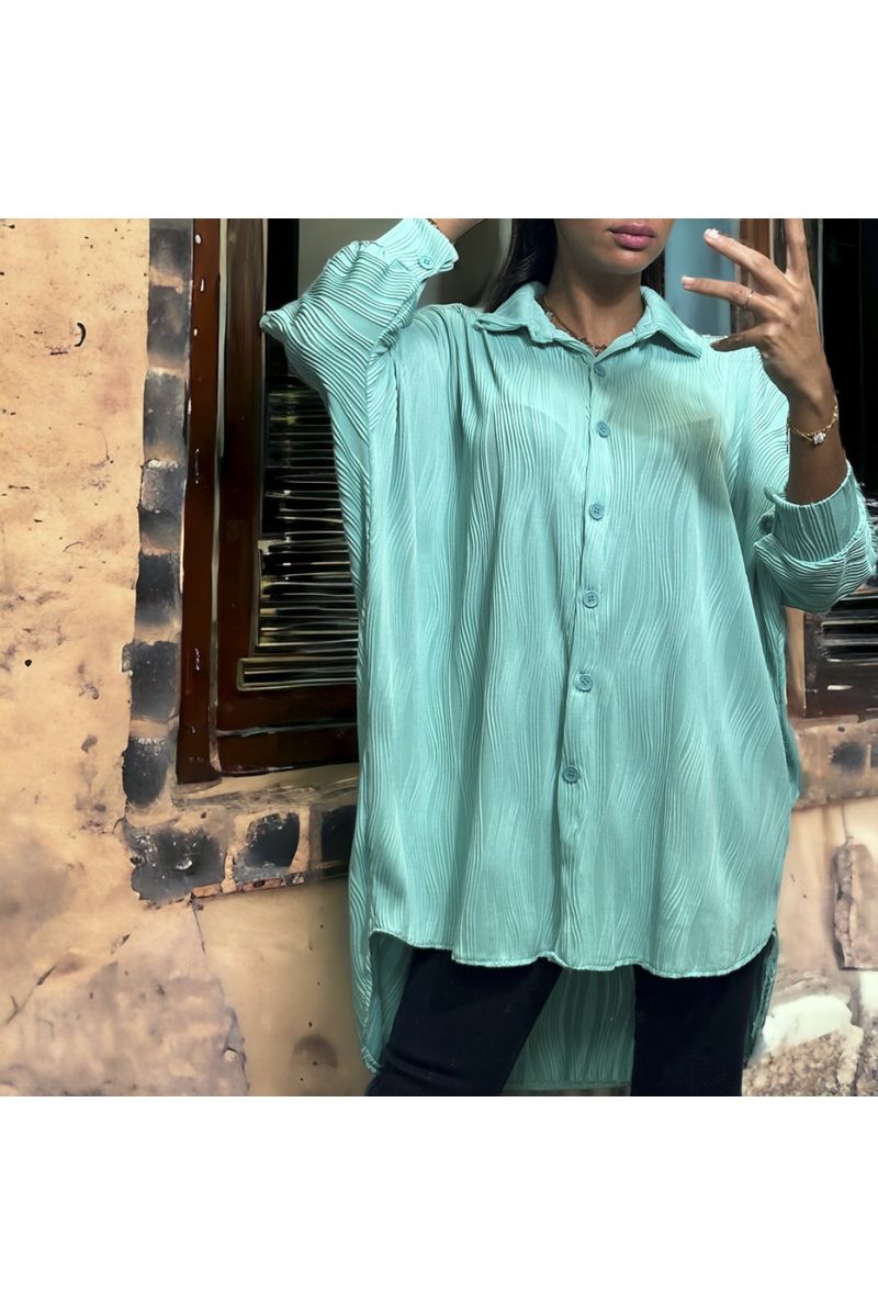 Chemise over size vert d'eau avec sublime matière - 2