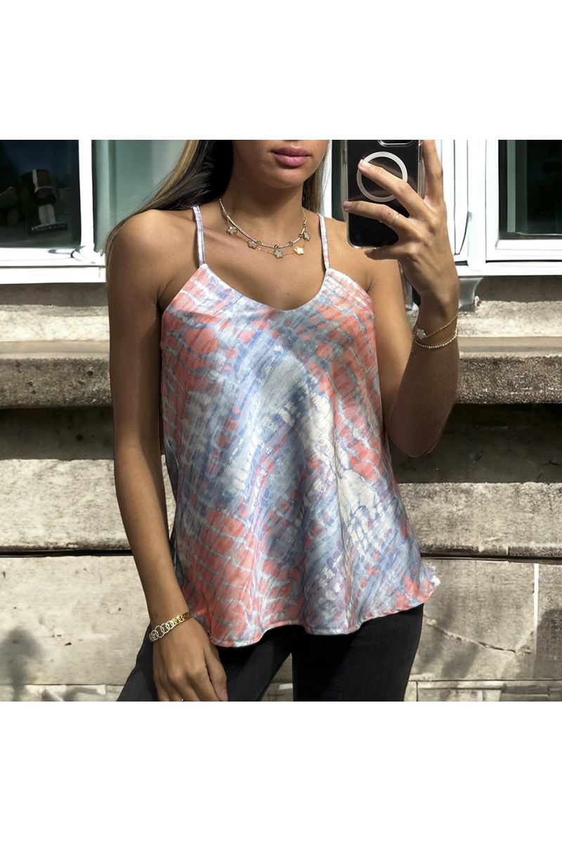 Satin tank top with pretty gray pattern - 3