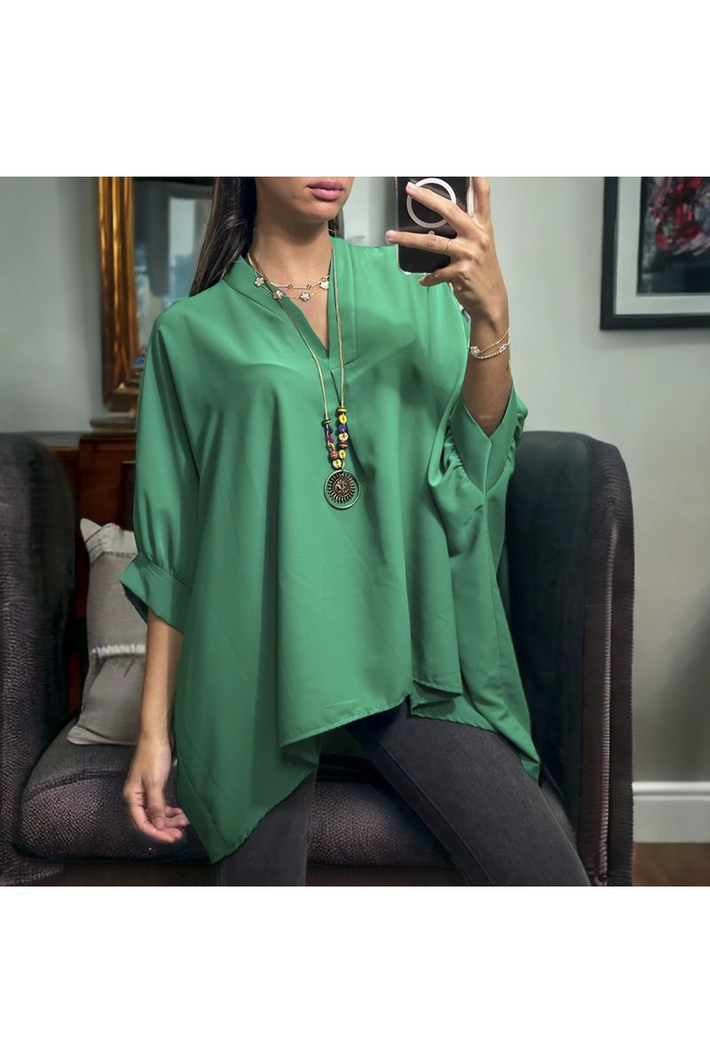 Tunique over size verte avec collier - 3