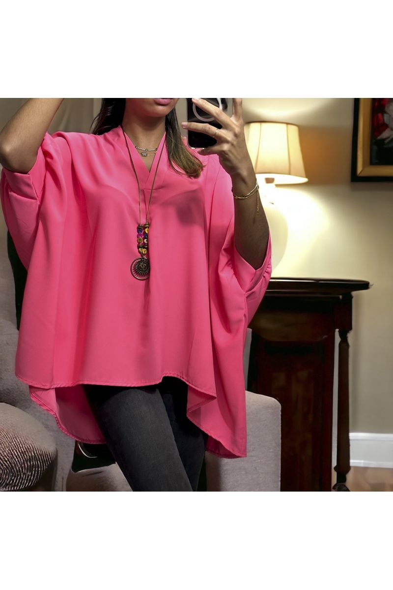 Fuchsia oversize tunic with necklace - 2 Fuchsia oversize tunic with necklace - 2