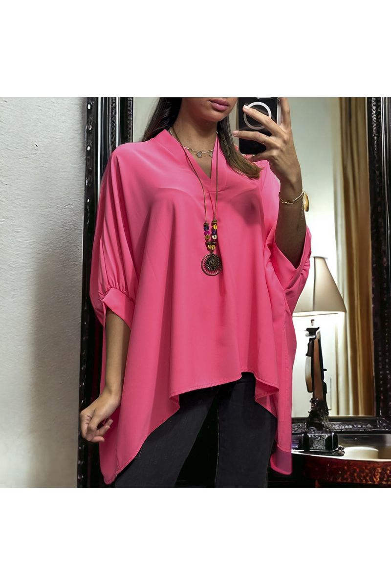 Fuchsia oversize tunic with necklace - 3 Fuchsia oversize tunic with necklace - 3