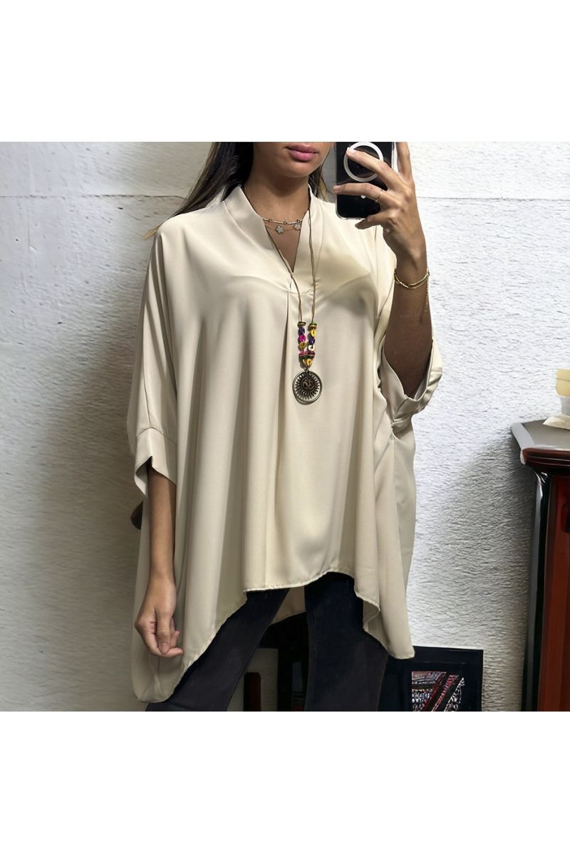 Tunique over size beige avec collier - 2 Tunique over size beige avec collier - 2