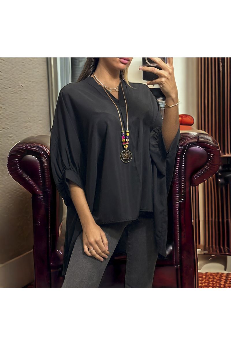 Tunique over size noir avec collier - 2 Tunique over size noir avec collier - 2
