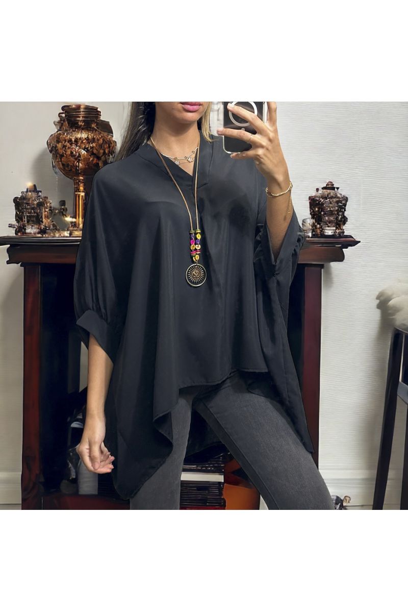 Tunique over size noir avec collier - 3 Tunique over size noir avec collier - 3