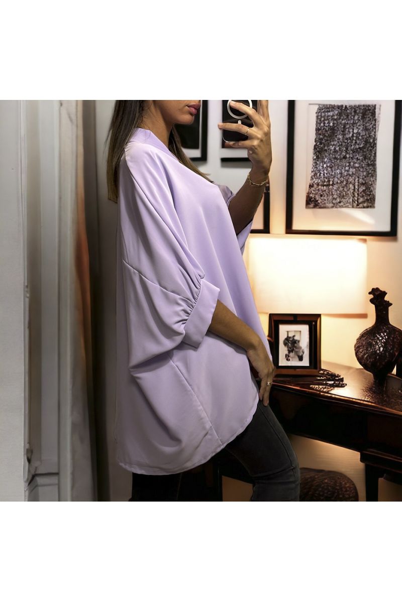 Lilac oversize tunic with necklace - 1