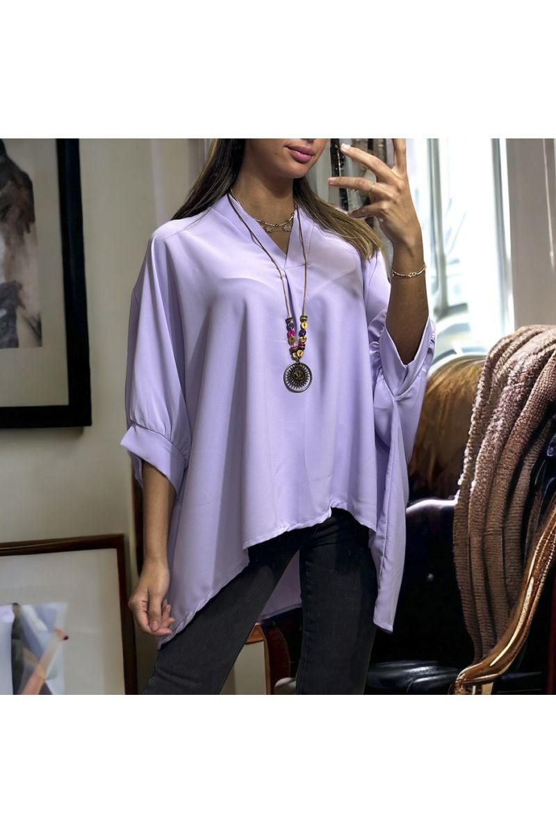Lilac oversize tunic with necklace - 3
