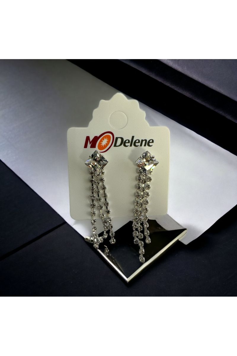 Boucles d'oreilles en strass argent - 1