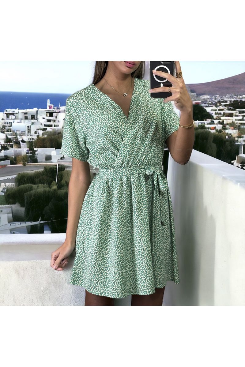 Green liberty print double breasted dress - 2