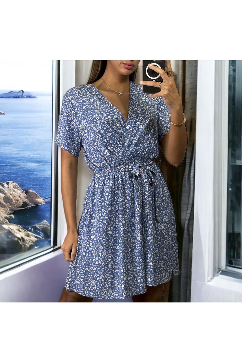 Blue liberty pattern double-breasted dress - 1