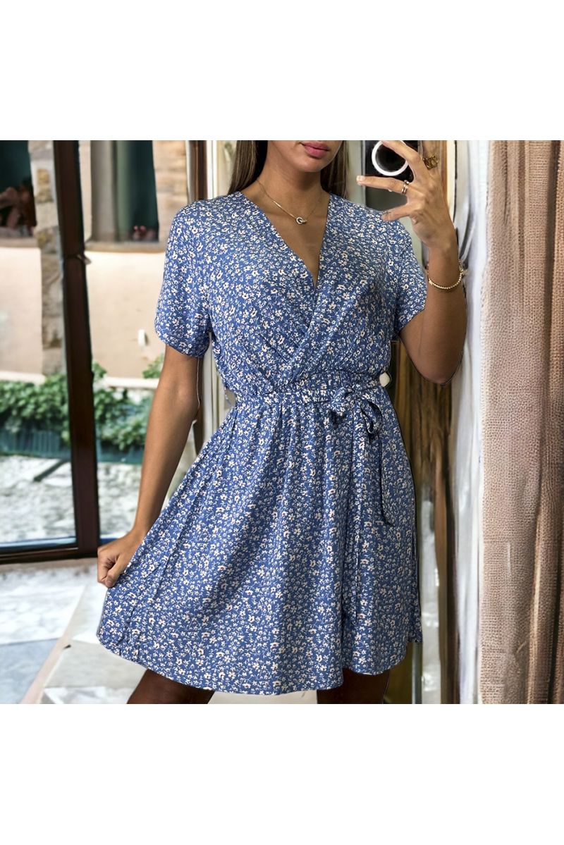 Blue liberty pattern double-breasted dress - 3