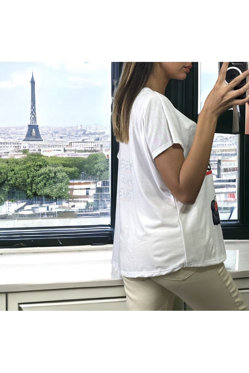 White oversized short-sleeved t-shirt, best day ever print - 3
