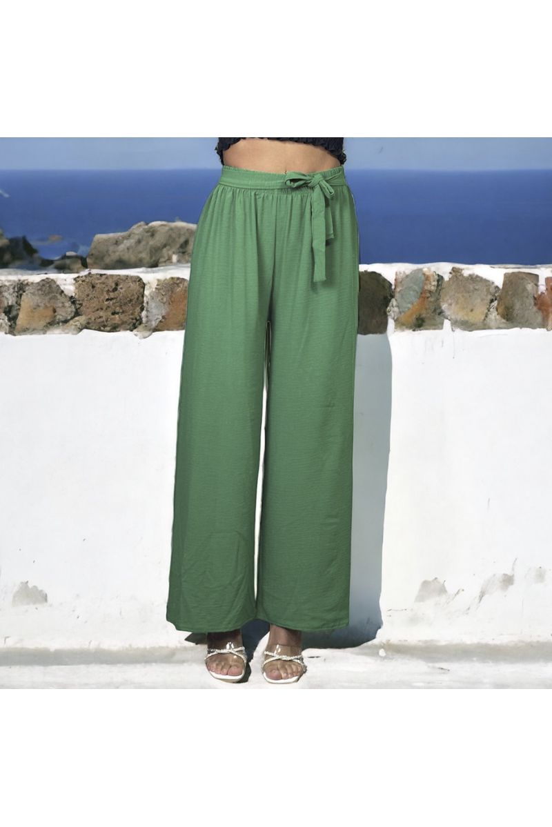 Pantalon palazzo vert très chic et tombant - 2