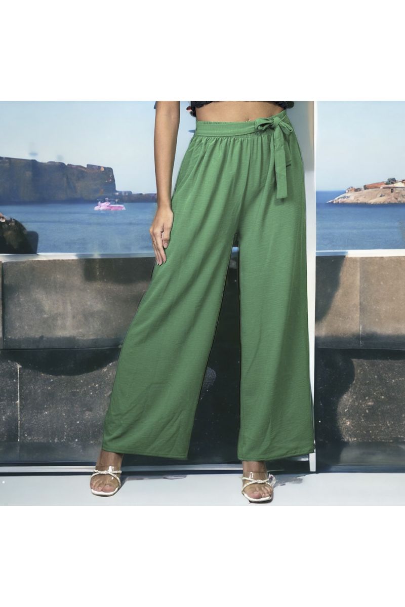 Pantalon palazzo vert très chic et tombant - 3