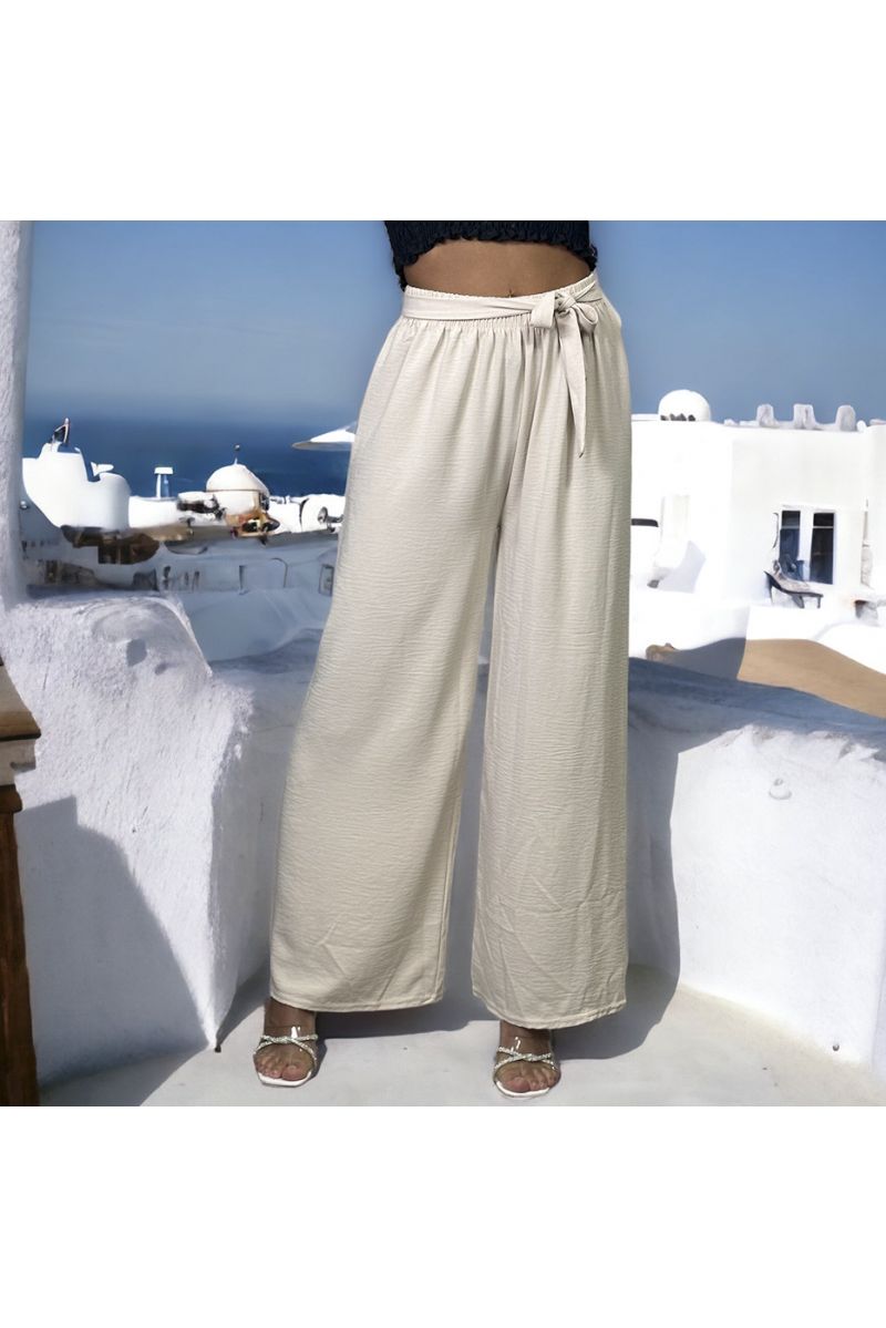 Pantalon palazzo écru très chic et tombant - 1