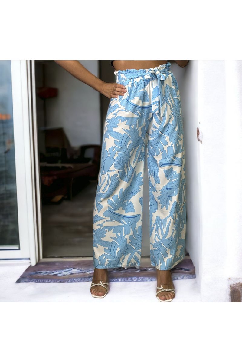 Turquoise patterned palazzo trousers - 2