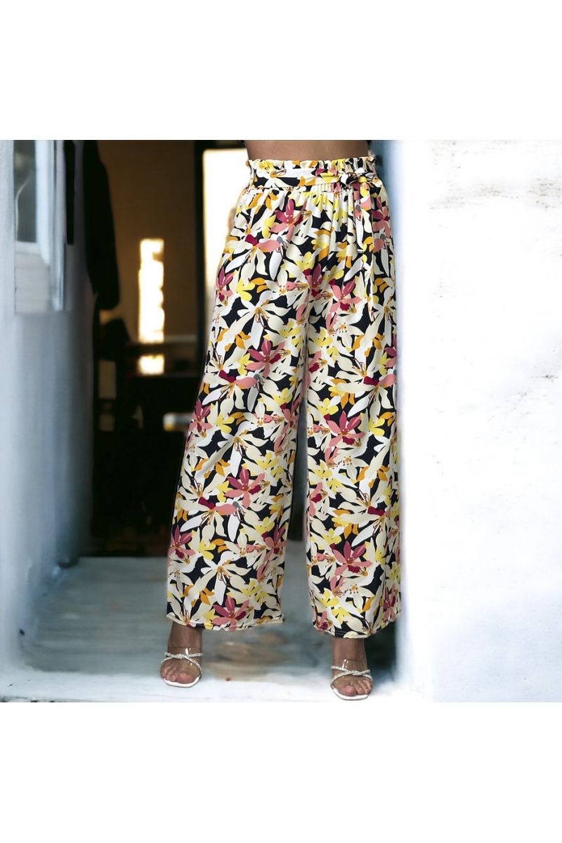 Black floral patterned palazzo pants - 2