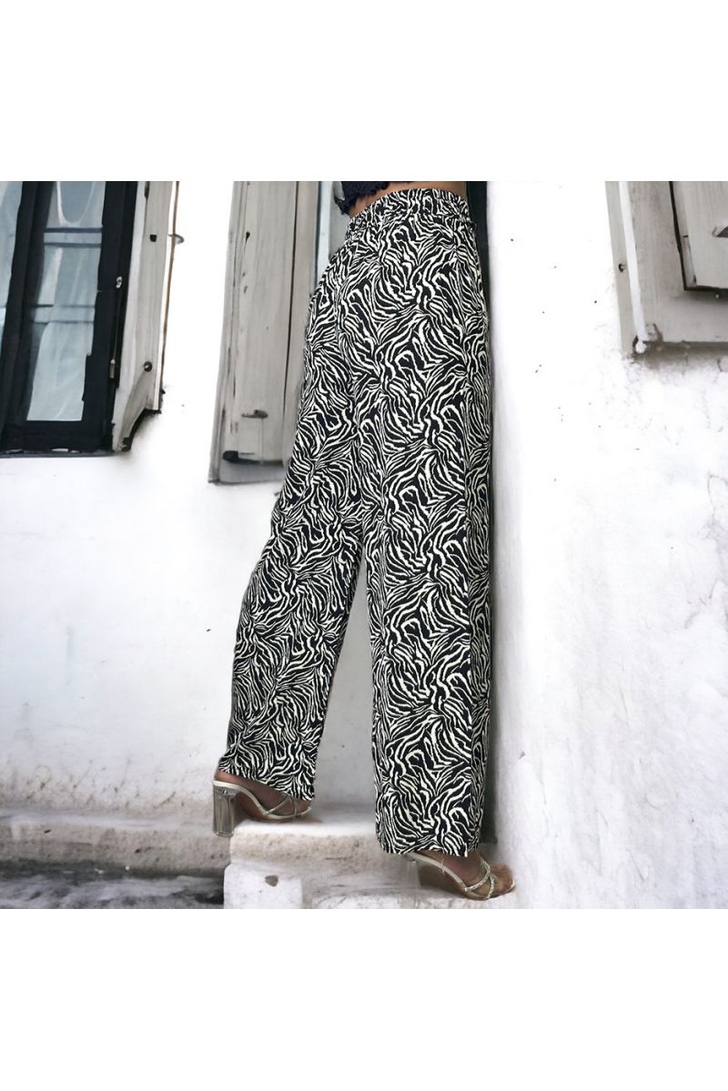 Black zebra print palazzo pants - 3 Black zebra print palazzo pants - 3