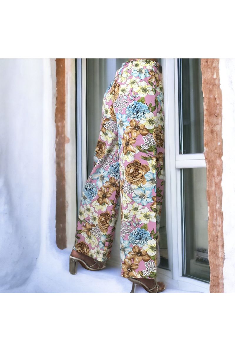 Fushia floral pattern palazzo trousers - 2