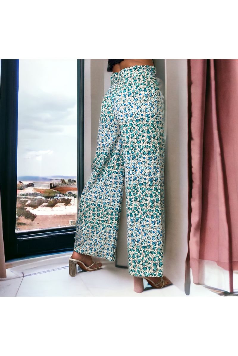 Floral pattern duck palazzo trousers - 3
