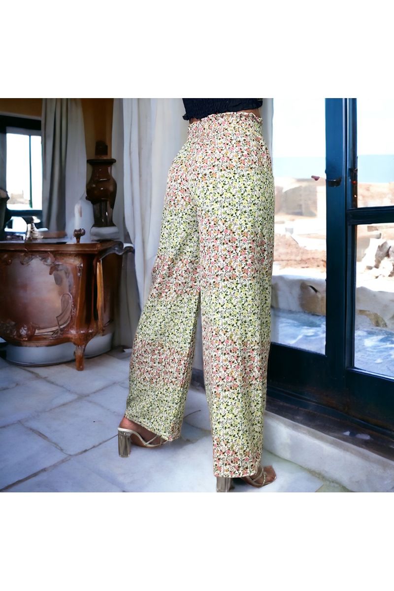 Pistachio floral pattern palazzo pants - 3