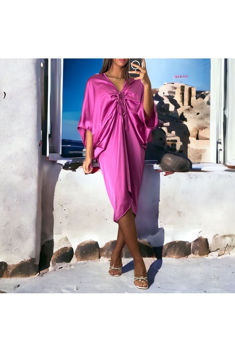 Robe satiné fushia - 1