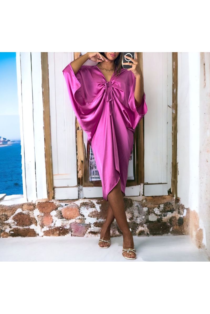 Robe satiné fushia - 2