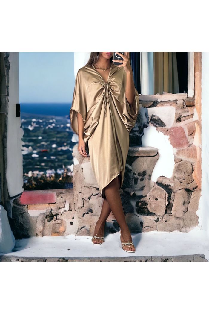 Camel satin hot sale dress