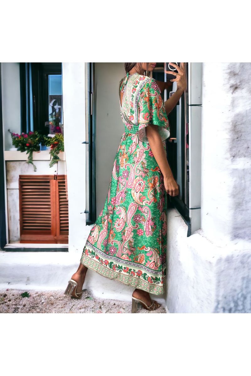 Robe satiné vert - 2
