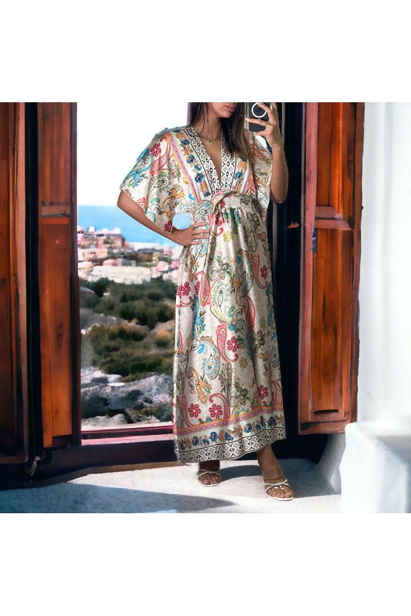Robe satiné beige - 2
