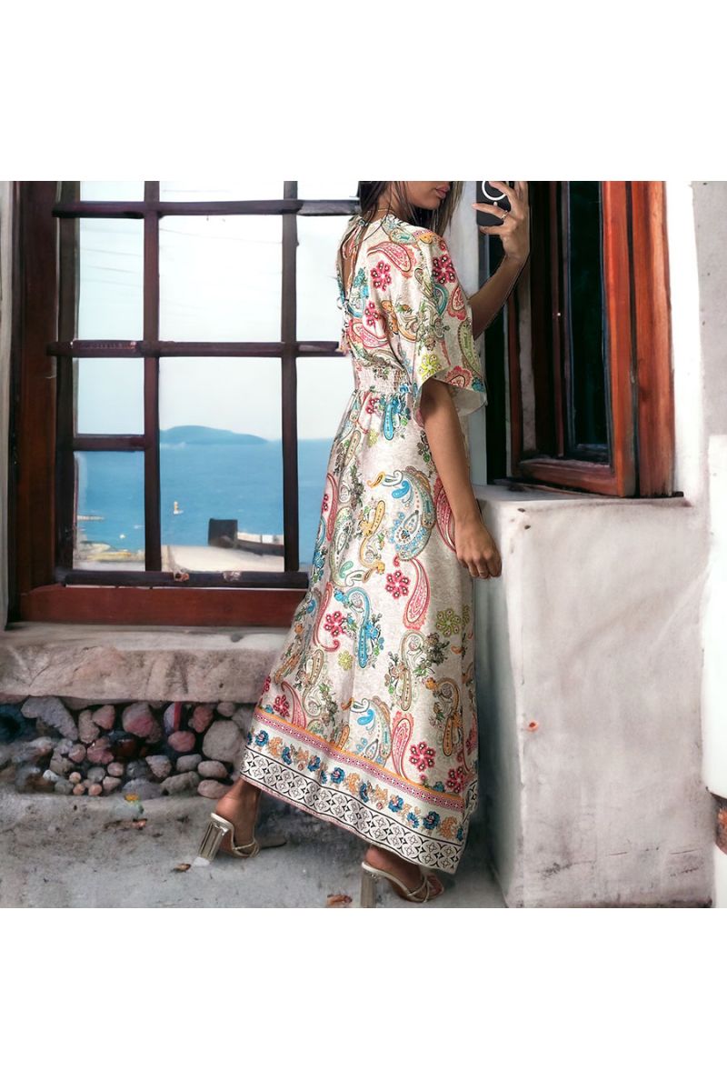 Robe satiné beige - 3