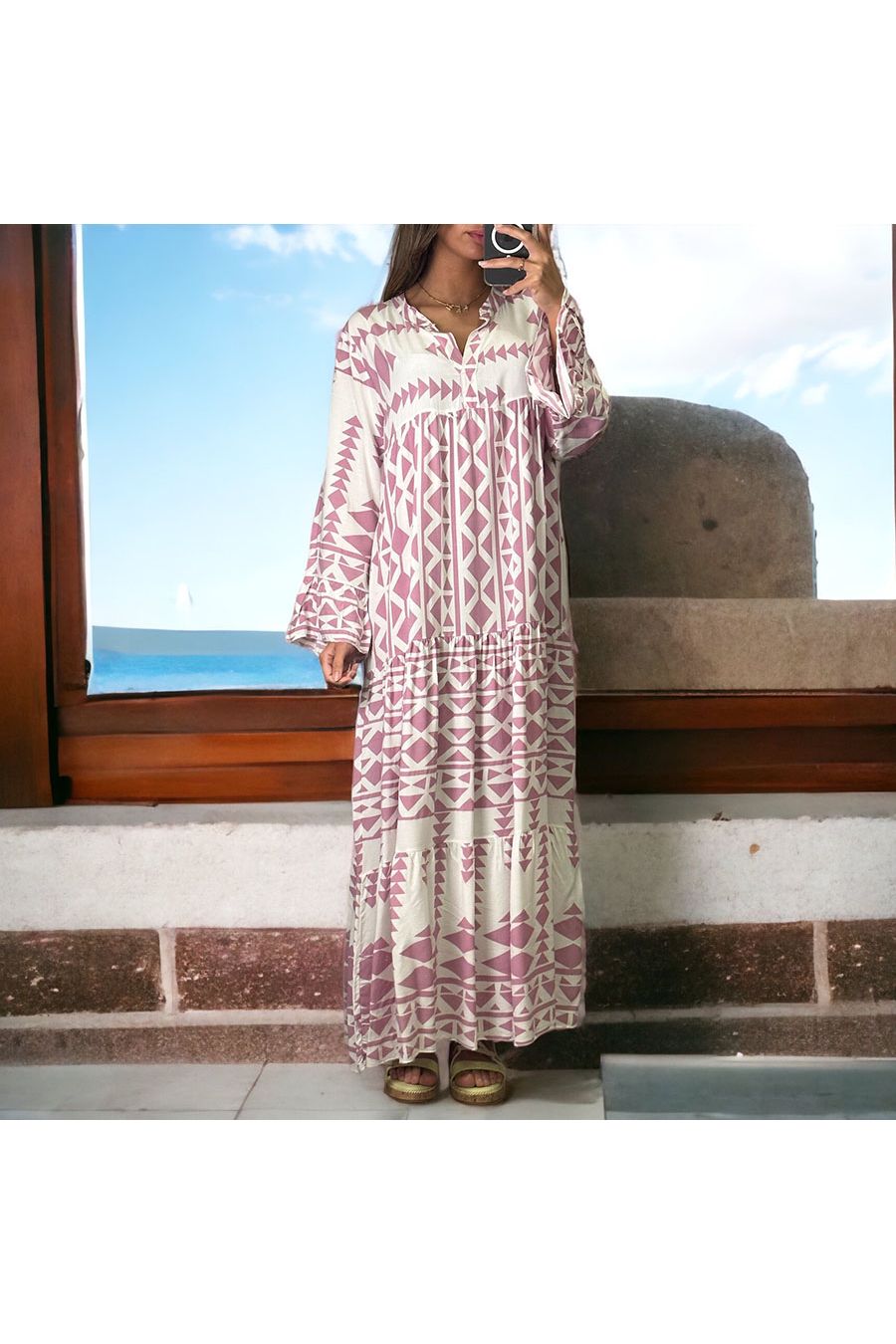 Longue robe lila géométrique - 2