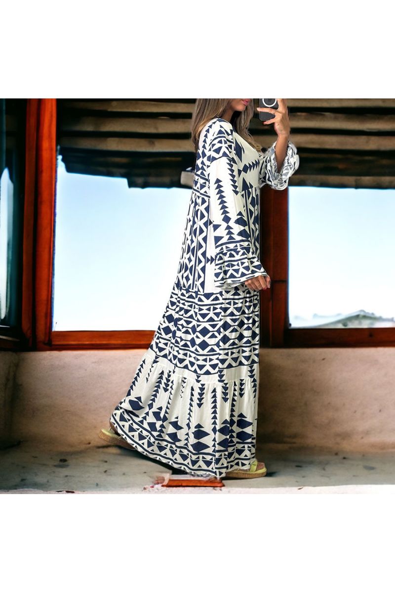 Long geometric navy dress - 2 Long geometric navy dress - 2