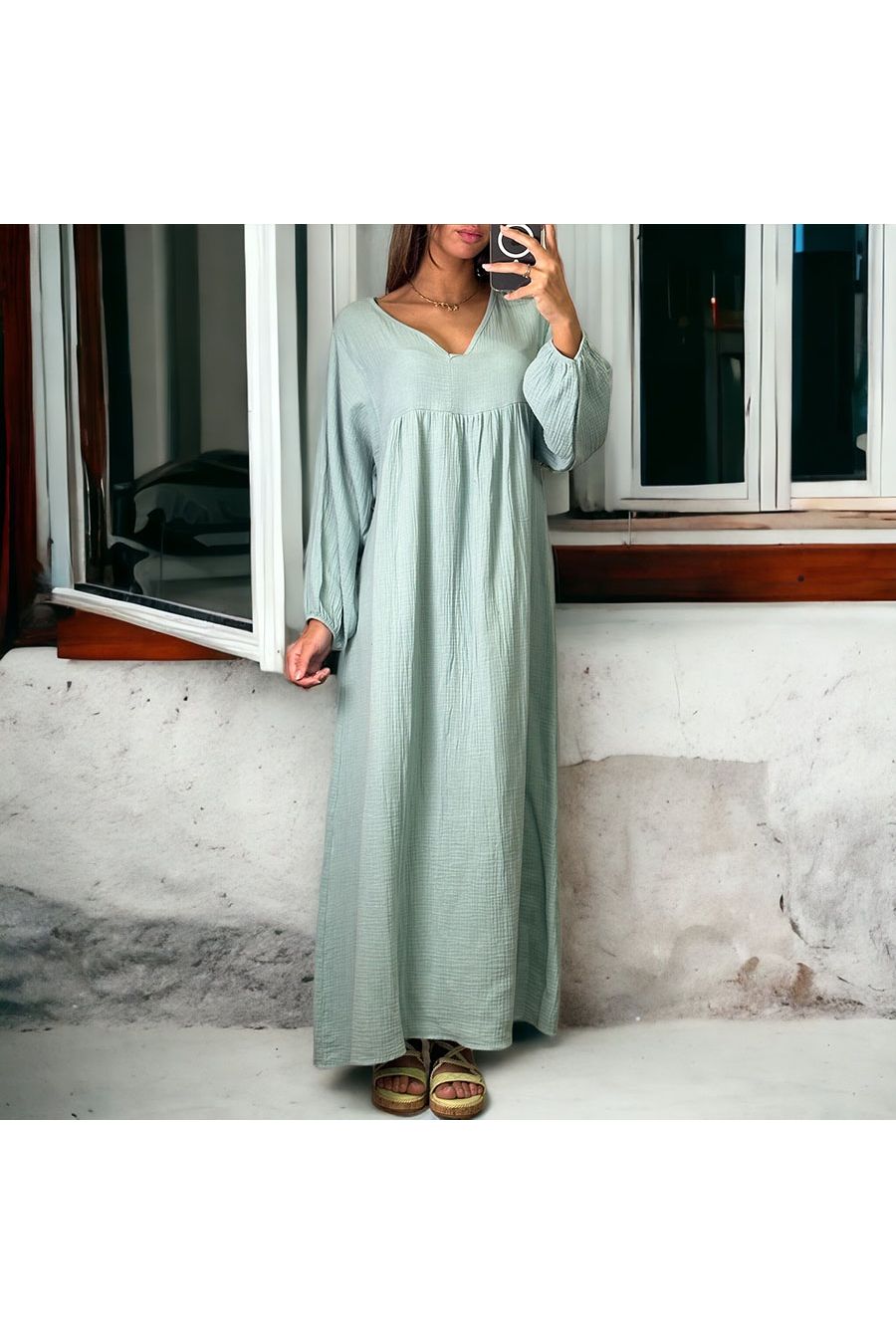 Long water green dress - 2