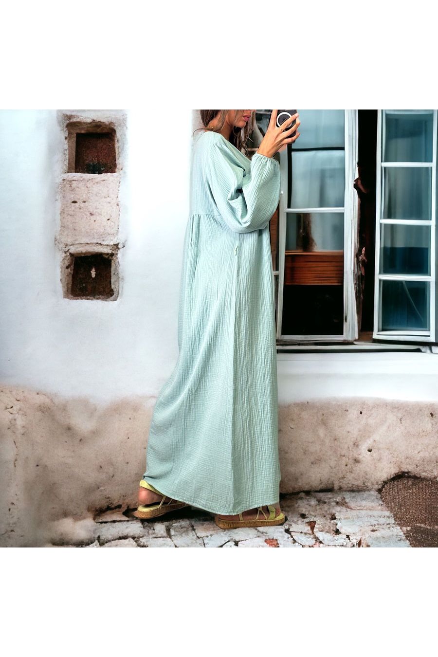 Long water green dress - 3