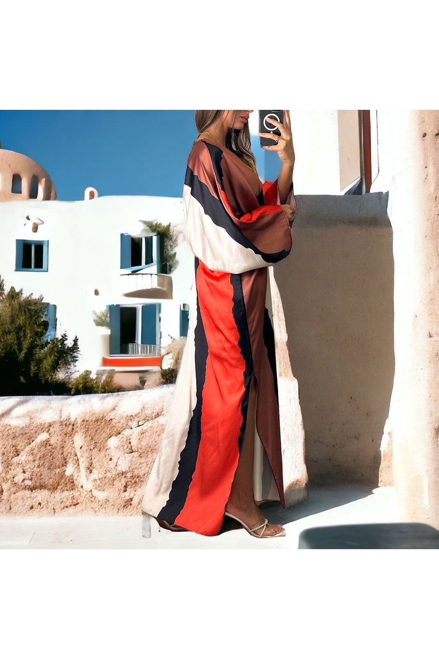 Long brown satin dress - 3