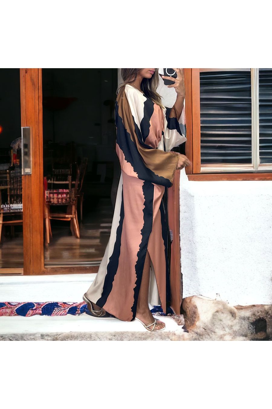 Long pink satin dress - 2