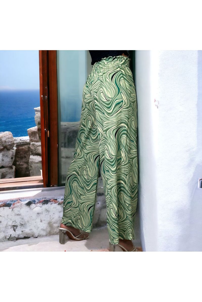 Green print palazzo pants - 3