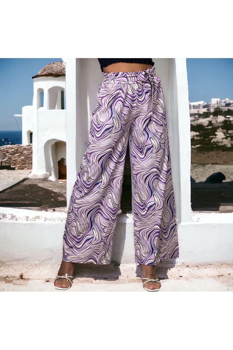 Purple print palazzo pants - 2