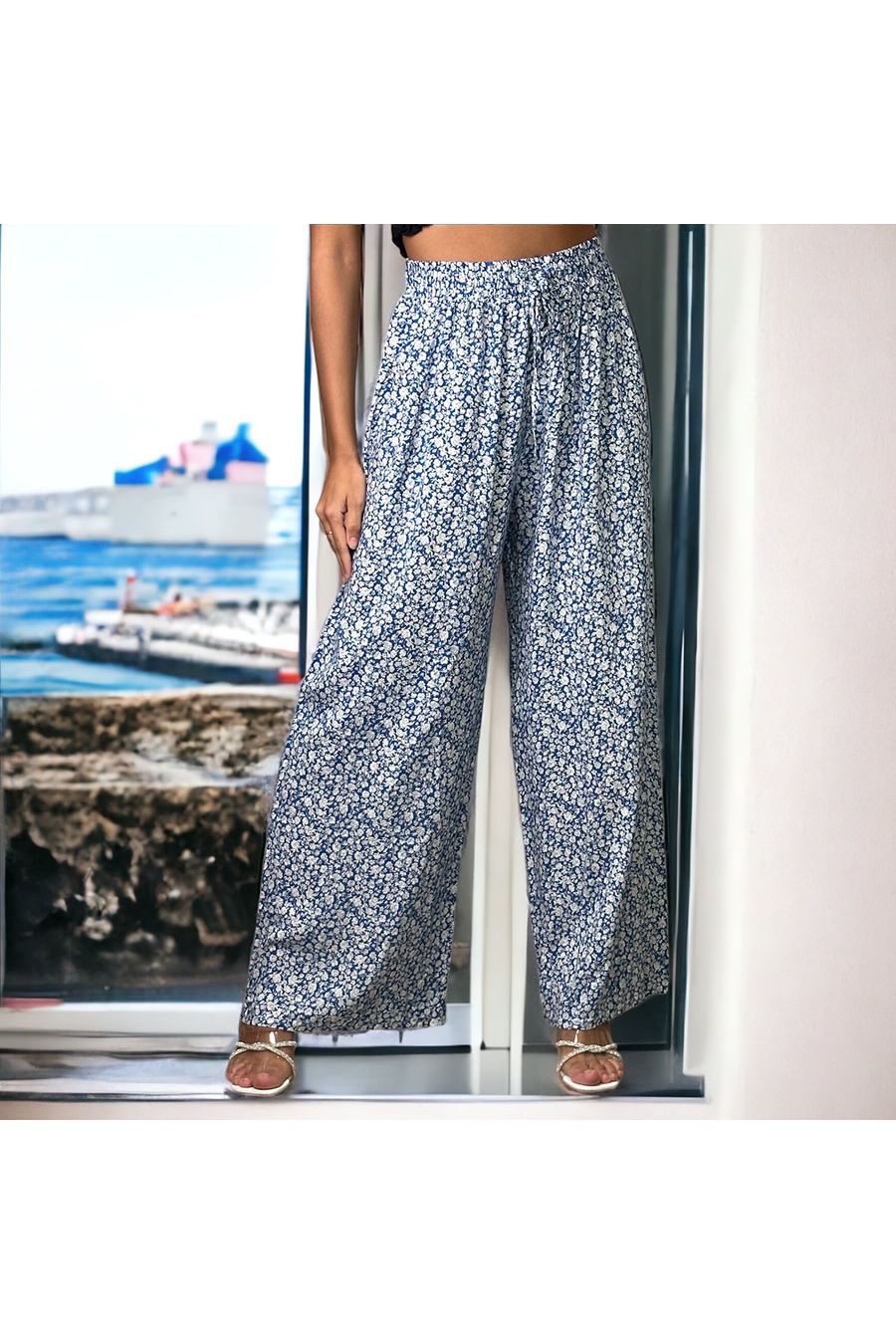Royal print palazzo pants - 2