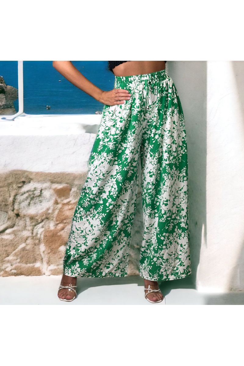 Green pleated palazzo pants - 2