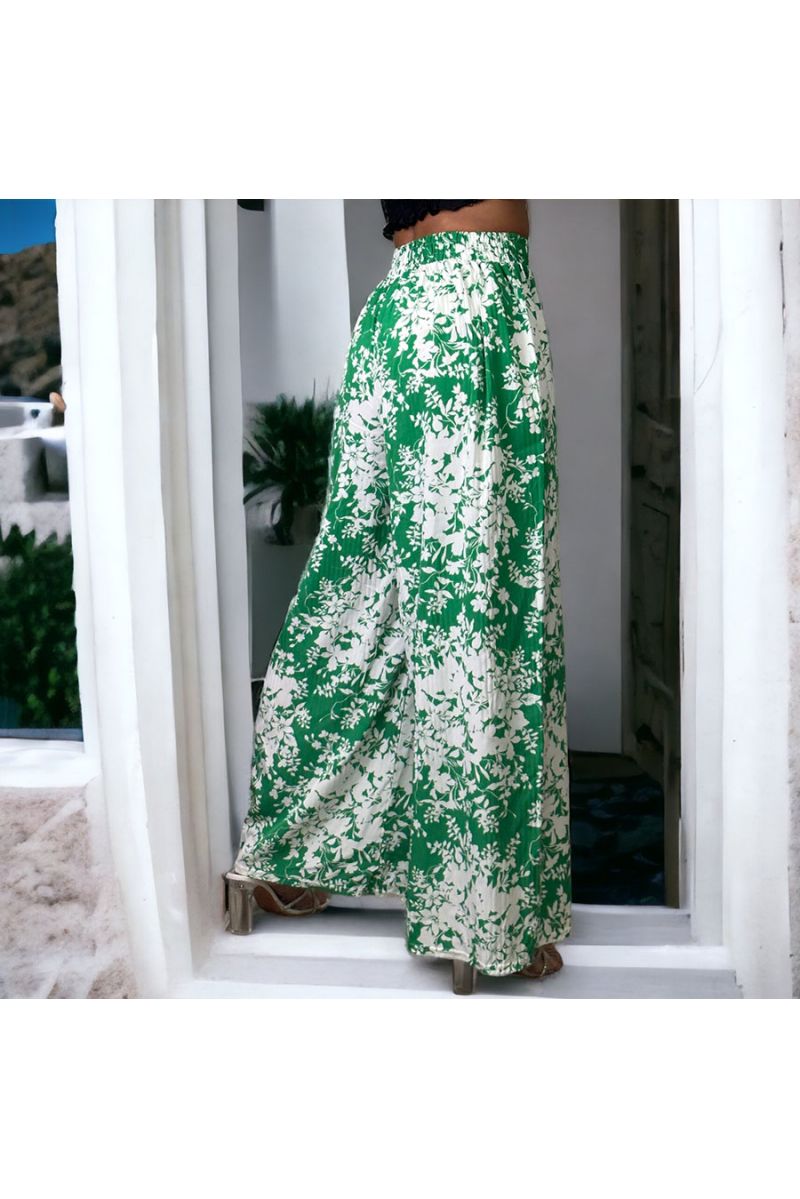 Green pleated palazzo pants - 3